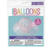 Clear Latex Balloons with Gorgeous Pink Heart Confetti (40cm) - Dazzling Party Decorations for Romance, Love Celebration, Anniversaries & More- 5ct