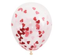 Clear Latex Balloons with Red Heart Confetti (40cm) Pack of 5 - Perfect for Romantic Celebrations and Events