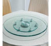 Clear Lazy Susan Turntable, 24 28 32in Round Tempered Glass Rotating Tray With Metal Base, 360° Swivel Serving Plate For Party Weddings(28in/70cm)