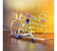 Clear LED Message Board with 7 Colors Pen, Dry Erase Board with Angle Adjustable Stand, Desktop Illuminated Wordpad, Light up Memo Board Note Board for Office School Home (30 * 20cm)