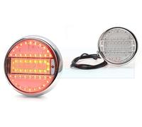Clear LED Slim Flush Fit Round Rear Hamburger Light Lamp With Chrome Surround