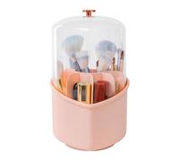 Clear Lid Makeup Storage Case, Heart Shape Brush Organizer 360 Degree Rotating Storage with Lid for Vanity and Large Capacity Holder