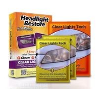 Clear Lights Tech Headlight Restoration Kit for Clarity, Yellowing & Oxidation Removal with UV Protection for Improved Nighttime Driving Safety