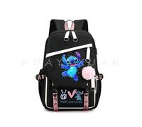 (Clear) Lilo And Stitch Backpack Waterproof Bookbag Laptop Rucksack Travel USB Large Capacity Mochila School Bag For Kids