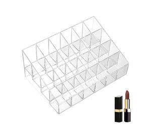 Clear Lipstick Organizer with 9/24/36/40 Compartments, Durable Acrylic Case for Office or Dressing Table, Ideal for Storing and Showing Makeup and Cosmetics.