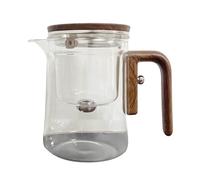 Clear - Loose Leaf Carafe with Tea Strainer with Wooden Handle, Leakproof Tea Bottle, Water Separation Design | Gift for Home, Dorm, Apartment, School, Kitchen, Tea Supplies