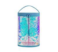 Clear Lotion Cylinder Makeup Bag with Handle Zipper,Heavy Duty Sunscreen Travel Beach Cosmetic Bag,Waterproof PVC SPF Toiletry Bag for Women Girls, 06Blue