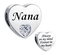 Clear Love Heart Charm fit Pandora Charms Bracelets Birthday Beads Gift for Women Always on My Mind Forever In My Heart Stainless Steel