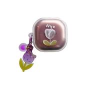 Clear Lovely Cute Nice Tulip Cover with Pendant Case for Samsung Galaxy Buds 2/Pro/Live 2020