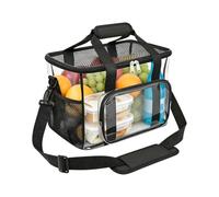 Clear Lunch Bag - 24 Can Drink Carrier System, Adjustable Carry Strap, Leakproof Transparent Storage Component, Professional Finish | Sporting Events Stadium Picnic Beach Trip Travel