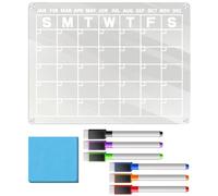 Clear Magnetic Calendar for Fridge - Acrylic Calendar Wall Planner Dry Erase - Schedule Whiteboard with 6 Markers for Refrigerator Grocery List Home Wall Office School Apartment