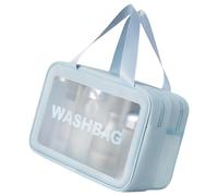 Clear Make Up Bag Large Capacity Cosmetic Waterproof Wash White Handheld Toil Tool Storage Handheld Toilet Travel Cosmetic Laundry with Large Capacity, Blue, L, Mass Beauty