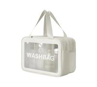 Clear Make Up Bag Large Capacity Cosmetic Waterproof Wash White Handheld Toil Tool Storage Handheld Toilet Travel Cosmetic Laundry with Large Capacity, White, M, Mass Beauty