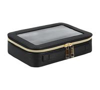 Clear Make Up Bag - PVC Travel Cosmetic Organiser, Waterproof Toilier | Transparent Beauty Bag with Zip Handle, Compact Makeup Holder for Women in The Gym, Black, See Description, See
