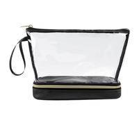Clear Makeup Bag - Clear Double-Layer Pouch with Zipper,Waterproof Makeup Storage Organizer, Large Capacity Toiletry Bag, Makeup Case for Bathroom
