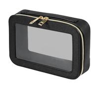 Clear Makeup Bag - Clear PVC Vanity Carry Bag Splashproof Beauty Holder Organizer Kit Reinforced with Ziptrack | for the d, Black, Please refer to the description, Please refer to description