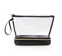 Clear Makeup Bag, Clear Travel Double-Layer Cosmetic Bag Organizer Portable Toiletry Bag, Makeup Brushes Pouch for Women