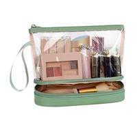 Clear Makeup Bag, Clear Travel Toiletry Bag, Double Layer Travel Bag with Zip, Large Capacity Toiletry Bag, Waterproof Makeup Case for Travel Toilets, Green, see description, See description