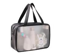 Clear Makeup Bag for Women, for Women Men, Travel Beach PU PVC Disc Organiser for Swimming Toiletry (Black)