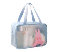 Clear Makeup Bag for Women, for Women Men, Travel Beach PU PVC Disc Organiser for Swimming Toiletry (Blue)