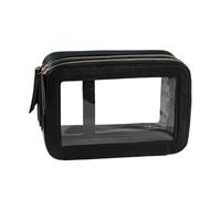 Clear Makeup Bag Leather Visible Window Storage Lipsticks Cosmetics Case for Purse Pouch(2 Black)