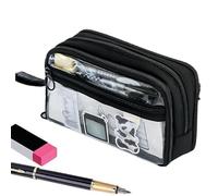 Clear Makeup Bag, Pencil Bag with Zip, Transparent Pencil Case with Large Capacity, Pen Bag and Zip Pocket, Portable Design for School Organization, black, see description, See description