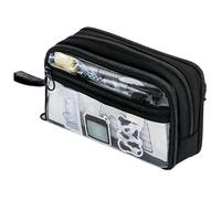 Clear Makeup Bag, Pencil Case with Zipper, Large Capacity Transparent Pencil Case, Portable Zipper Pencil Case for College Students for Kids, Black, Please refer to the description, Please refer to