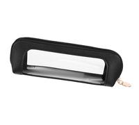 Clear Makeup Bag, PU Leather Mini Makeup Pouch Portable Makeup Brush Case Transparent Waterproof Cosmetic Organizer Pouch with Zipper for Women Home Travel Office Makeup Storage (Black)