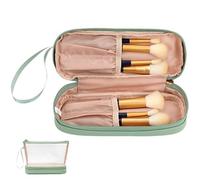 Clear Makeup Bag - PVC 22 x 9 x 16 cm Waterproof Double Layer Cosmetic Storage Pouch | Large Capacity Travel Toiletry Organizer for Women Accessories, green, Se référer au descriptif, Refer to