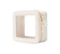 Clear Makeup Bag Small Cosmetic for Purse Cute Leather Pouch Organizer(White)