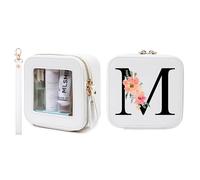 Clear Makeup Bag with Removable Wrist Strap, Travel Cosmetic Bag Transparent Toiletry Case with Zipper, Portable Mini Makeup Organizer for Purse, Backpack, Car & Essentials, White (White, B)