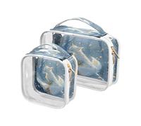 Clear Makeup Bags 2 Pack TSA Approved Toiletry Bag Quart Size Travel Cosmetic Bag Fit Carry-on Toiletries Essential Fox Woods Golden Leaves
