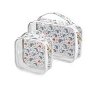 Clear Makeup Bags 2 Pack TSA Approved Toiletry Bag Quart Size Travel Cosmetic Bag Fit Carry-on Toiletries Essential Hedgehog Mushrooms Forest