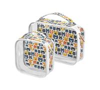 Clear Makeup Bags 2 Pack TSA Approved Toiletry Bag Quart Size Travel Cosmetic Bag Fit Carry-on Toiletries Essential Dog Cat Bear and Fox