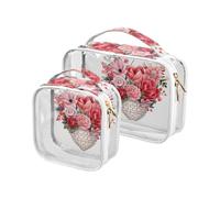 Clear Makeup Bags 2 Pack TSA Approved Toiletry Bag Quart Size Travel Cosmetic Bag Fit Carry-on Toiletries Essential 4118-flower