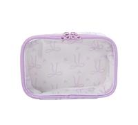 Clear Makeup Storage Bag with Pretty Bows Decoration Cosmetic Organiser for Beauty Lovers Elegant Bend Design Makeup Case