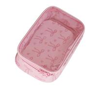 Clear Makeup Storage Bag with Pretty Bows Decoration Cosmetic Organiser for Beauty Lovers Elegant Bend Design Makeup Case