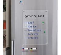 Clear Meal Planner Magnetic Acrylic Board, Weekly/Monthly Magnetic Dry Erase Board with 6 Marker Pens for Fridge(A4)