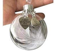 Clear Memorial Ornament Feather Heart Ball, A Piece of My Heart is in Heaven, Christmas Tree Memorial Hanging Pendant Gift for Mom, Dad, Son, Daughter,Sister, Brother, Grandma, Grandpa (sister)