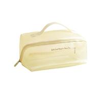 Clear Mesh Cosmetic Bag for Women | Travel Makeup Organizer with Zipper - Large Washable Toiletry Pouch for Summer Beach, Holiday Essentials & Skincare(Cream)