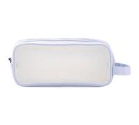 Clear Mesh Pencils Pouch, Large-Capacity Grid Mesh Pen Bag, Transparent Stationary Makeup Bag with 2 Compartment, Handheld Multi-Function Pencil case for Teen Students College School