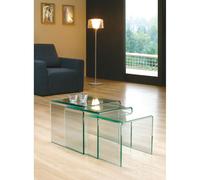 (Clear) Milan 12mm Tempered Bent Glass Nest of 3 Tables