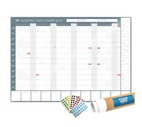 Clear Mind Concepts® A1 Academic Wall Planner 2026-2027 Laminated (59.4 x 84.1 cm) Academic Year Calendar Aug-Jul UK Student Study Planner with Sticky Dots