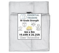 Clear Monotex Heavy Duty Tarpaulin, 100gsm Waterproof Ground Cover Multipurpose Furniture, Caravan, Vehicle, Tool, Camping & Shed Mono Sheet, Medium Weight Reinforced Cotton Mesh (6m x 8m)