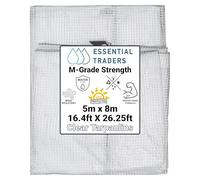 Clear Monotex Heavy Duty Tarpaulin, 100gsm Waterproof Ground Cover Multipurpose Furniture, Caravan, Vehicle, Tool, Camping & Shed Mono Sheet, Medium Weight Reinforced Cotton Mesh (5m x 8m)