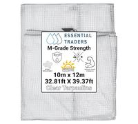 Clear Monotex Heavy Duty Tarpaulin, 100gsm Waterproof Ground Cover Multipurpose Furniture, Caravan, Vehicle, Tool, Camping & Shed Mono Sheet, Medium Weight Reinforced Cotton Mesh (10m x 12m)
