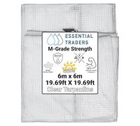 Clear Monotex Heavy Duty Tarpaulin, 100gsm Waterproof Ground Cover Multipurpose Furniture, Caravan, Vehicle, Tool, Camping & Shed Mono Sheet, Medium Weight Reinforced Cotton Mesh (6m x 6m)