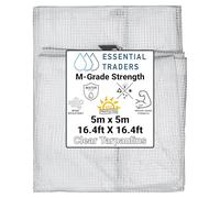 Clear Monotex Heavy Duty Tarpaulin, 100gsm Waterproof Ground Cover Multipurpose Furniture, Caravan, Vehicle, Tool, Camping & Shed Mono Sheet, Medium Weight Reinforced Cotton Mesh (5m x 5m)