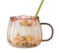 Clear Mug - 400ML Drinking Glass Cups | Novelty Glasş Mug | with Pumpkin Glass Design, Handle, Dishwasher Safe, Hot Coffee, Milk Tea, Soy Milk | Home Use, Office Use