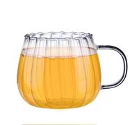 Clear Mug - 400ml Glass Drinking Cups | Novelty Glass Mug | Pumpkin Glass Design, Handle, Dishwasher, Hot Coffee, Milk Tea, Soy Milk | Use in the